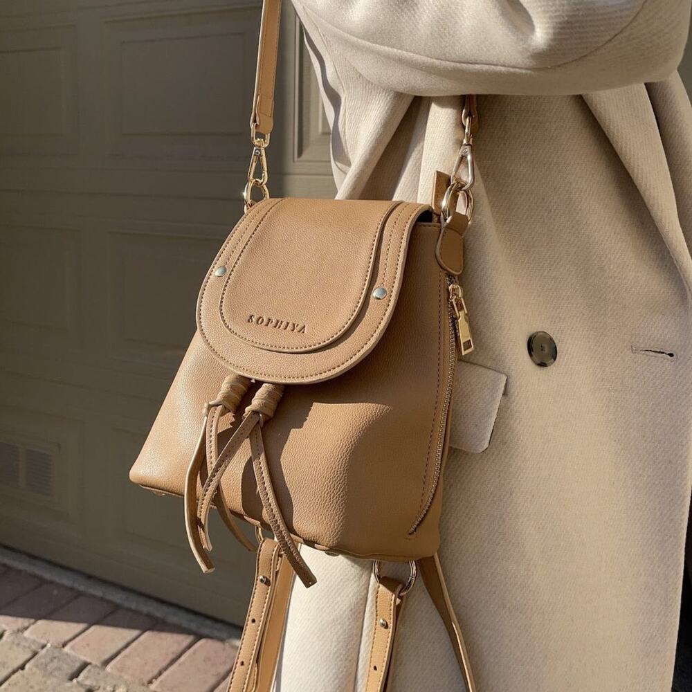 Sophiya NWOT Zoe Convertible Mini Backpack in Camel